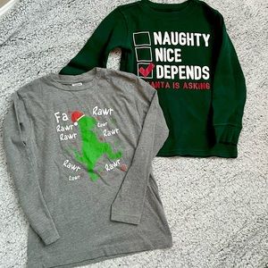Urban Smalls Carters Christmas T-Rex Naughty Nice Waffle Tees